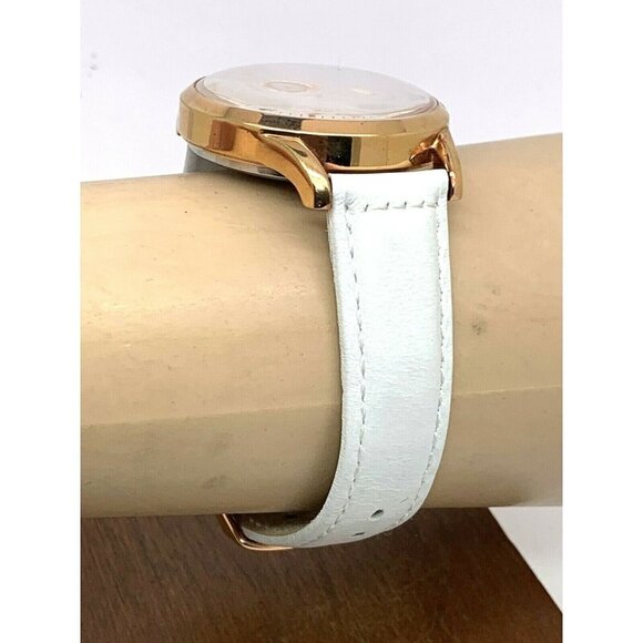 Akribos XXIV Women\'s Watch AK921 Quartz Rose Gold Silver Dial White Leather Band main image 7